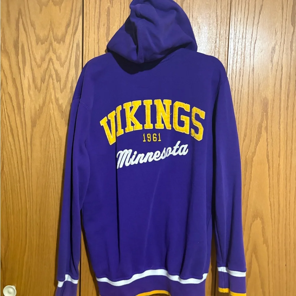 Minnesota Vikings Football NFL Vintage Style Zip Up‎ Hoodie Mens Medium